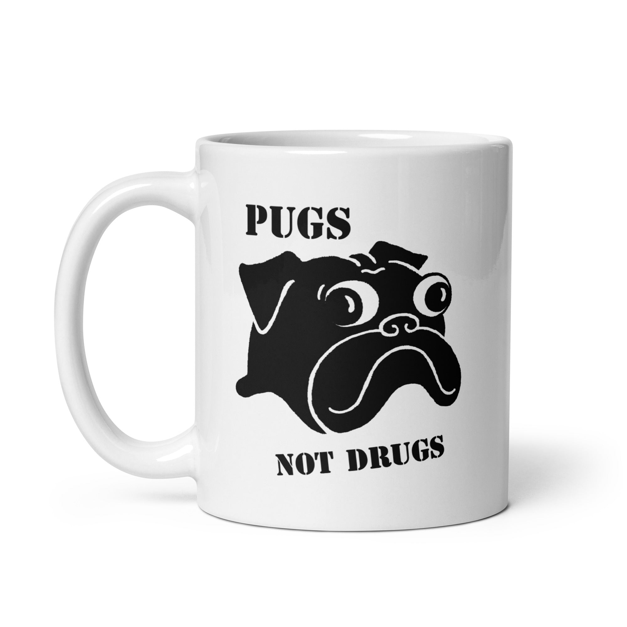 Pugs Not Drugs Coffee Mug | Black Pug