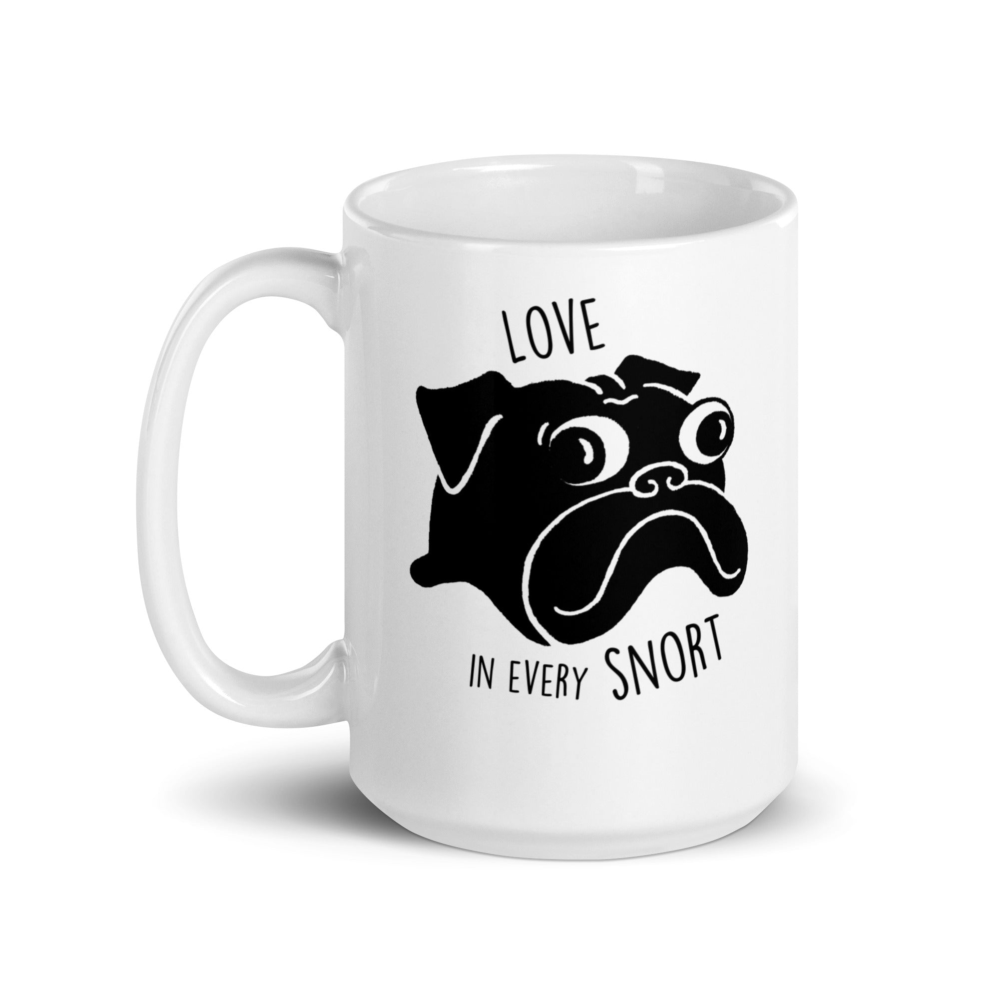 Love in Every Snort Coffee Mug | Black Pug